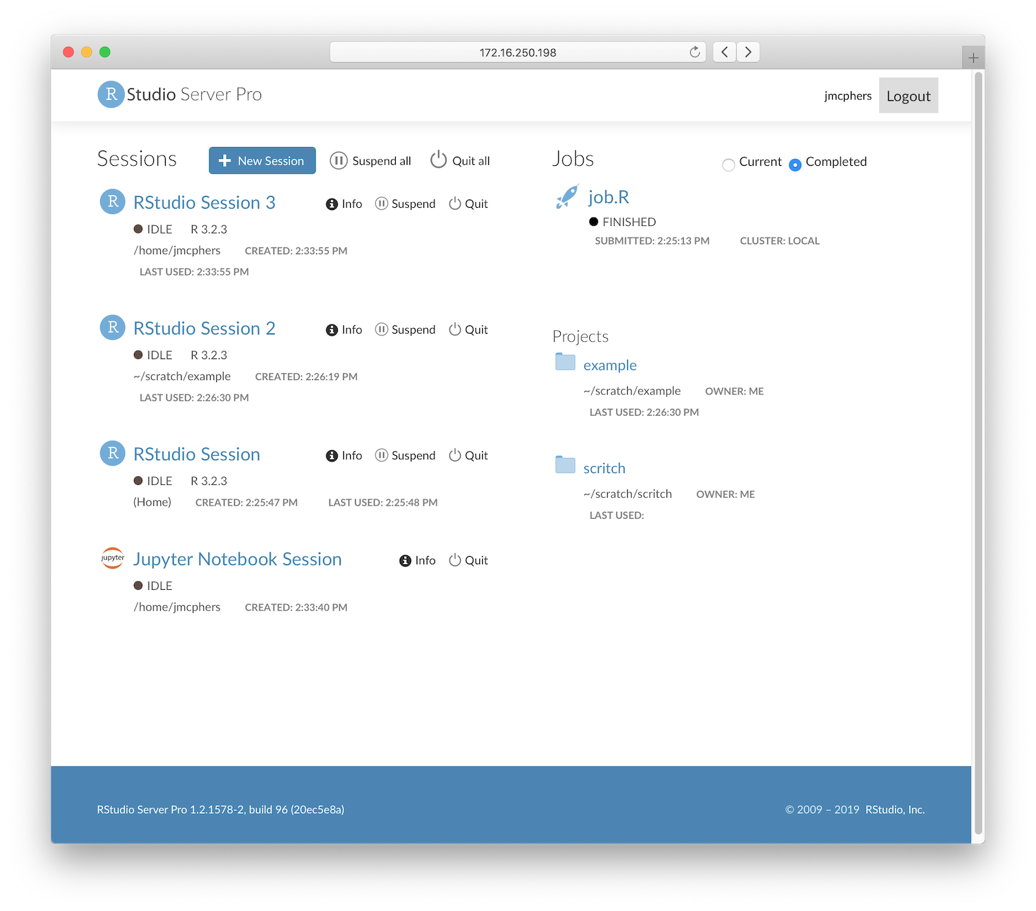 RStudio User Dashboard