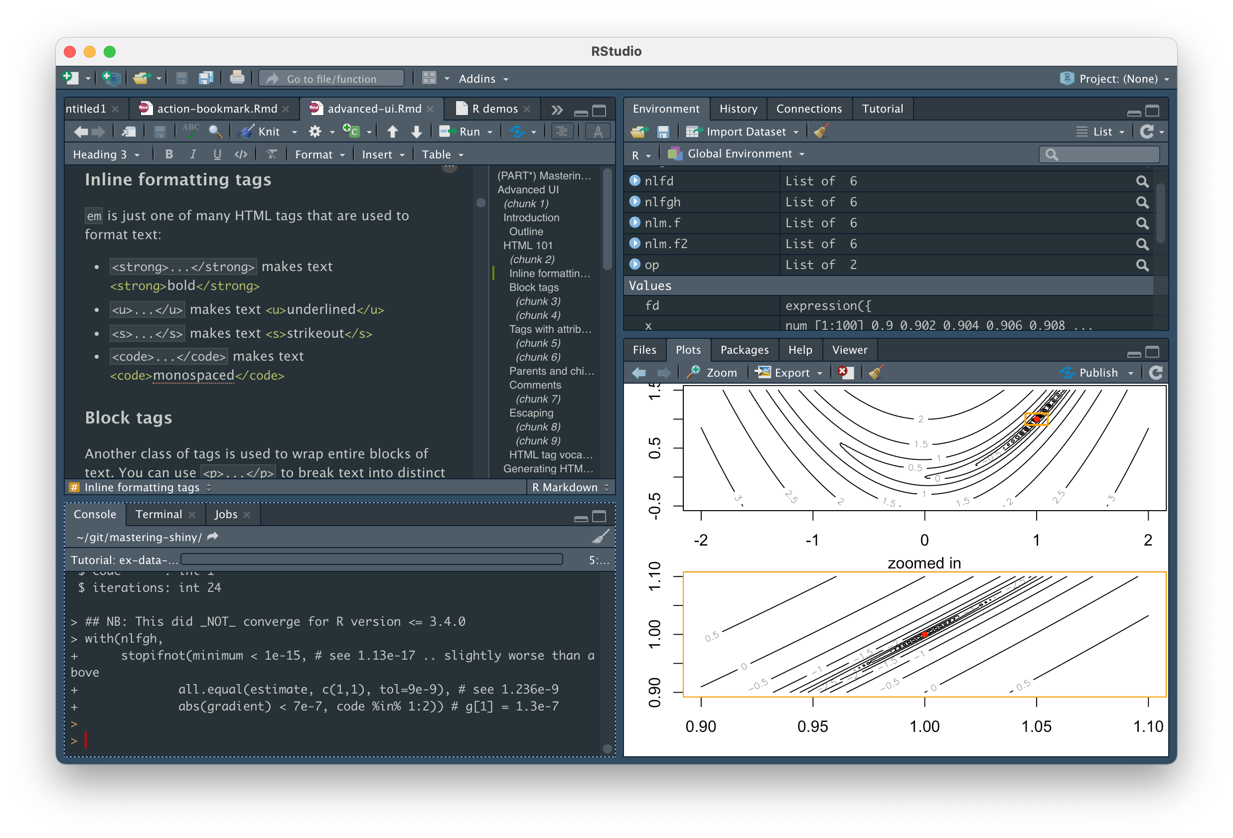 The RStudio IDE with the Console tab outlined