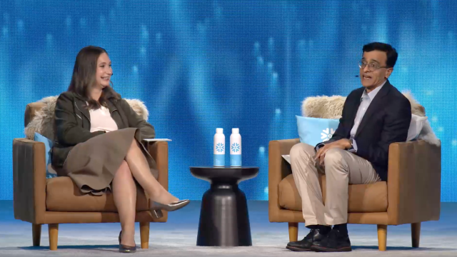 Snowflake CEO Sridhar Ramaswamy and Anthropic co-founder Daniela Amodei 