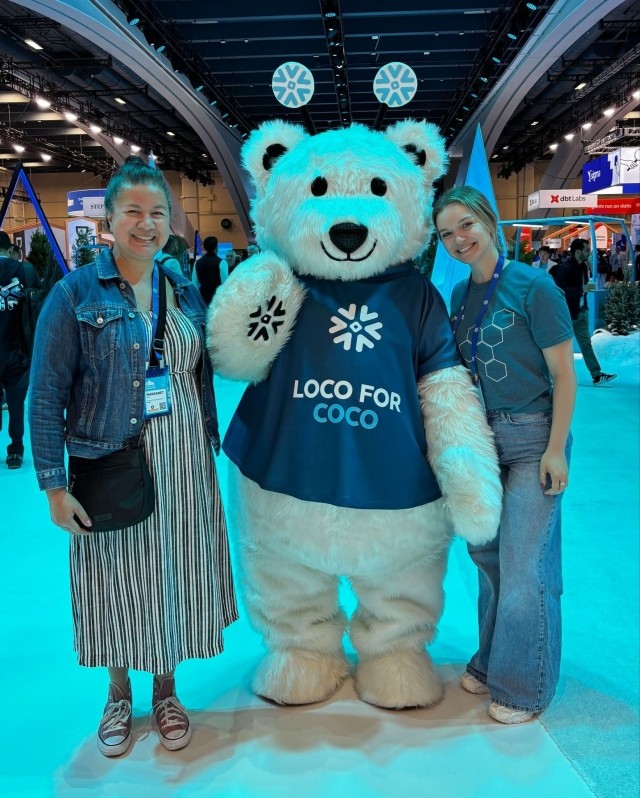 Snuggling our polar partner, the Snowflake Cortex bear