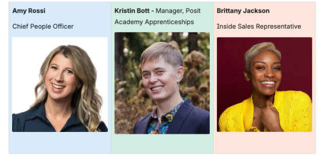 headshots of Amy Rossi, Kristin Bott, Brittany Jackson