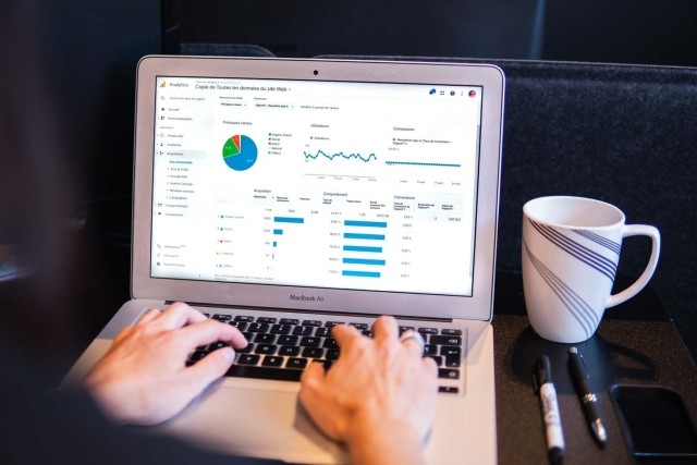 charts on a laptop
