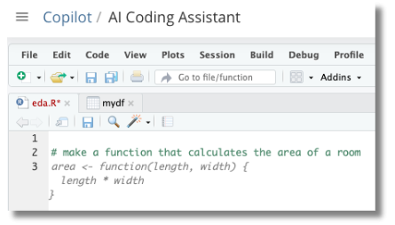 Example GitHub Copilot code in Posit Cloud