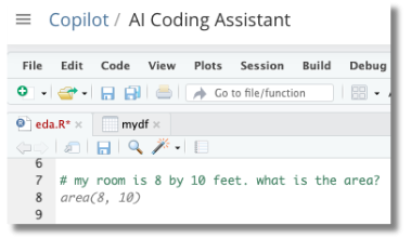 Example GitHub Copilot code in Posit Cloud