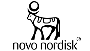 The novo nordisk logo, a bull with a circle between it's horns