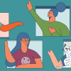 Illustration of people chatting from screens
